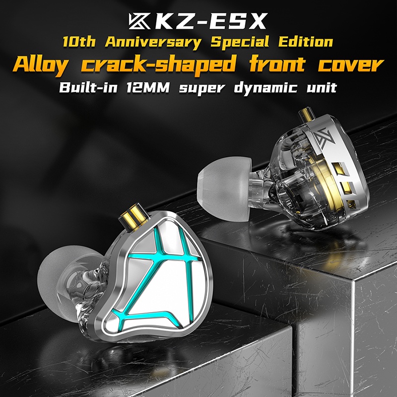 KZ ESX หูฟัง เบสหนัก มีไมค์ อินเอียร์ แบบมีสาย โลหะ 10th 12 มม. ถอดออกได้ 3.5 มม.สําหรับเล่นเกม เกมมิ่ง