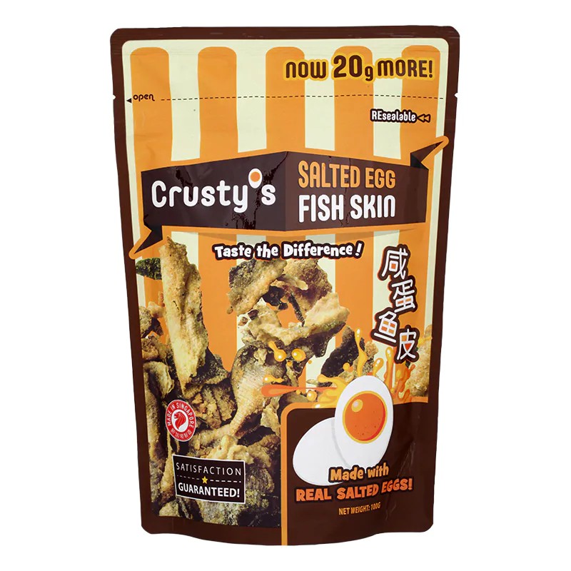 ครัสตี้ส์หนังปลาอบกรอบเคลือบไข่เค็ม 100กรัม Krusty's Crispy Fish Skin Coated with Salted Egg 100g.