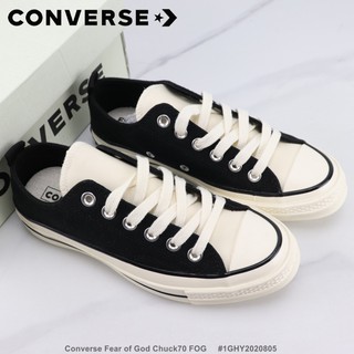 ஐConverse Fear of God Chuck 70 X FOG รองเท้าผ้าใบสีดำและสีขาวแท้เชือกผูกรองเท้า Low Sneaker Rubber