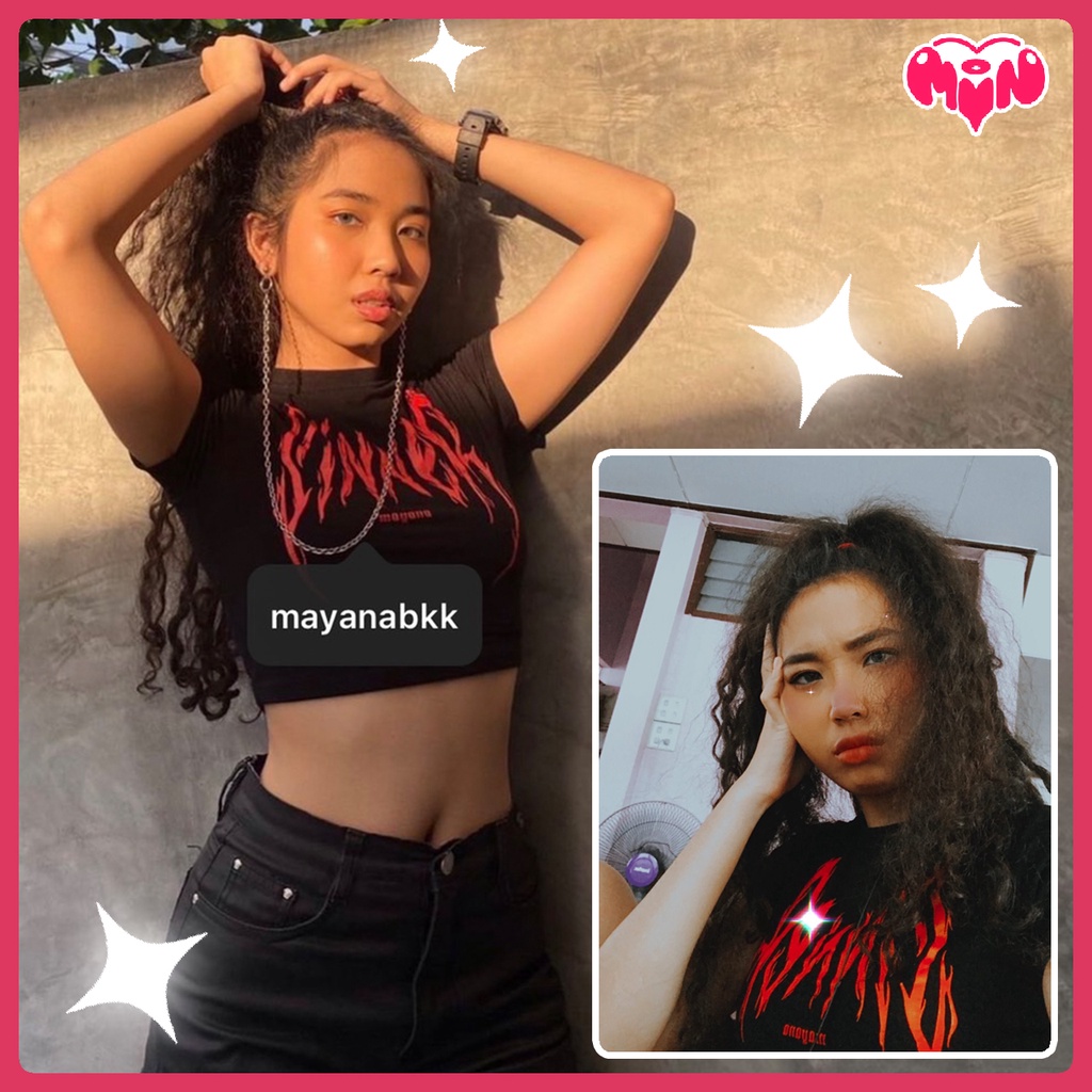เสื้อครอป สกรีนลาย SINNER MAYANA BKK