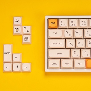 Keycaps คีย์ไทย 140 Keys Honey Milk Keycap For MX Switch XDA Mechanical Keyboard PBT Dye sublimation keycaps