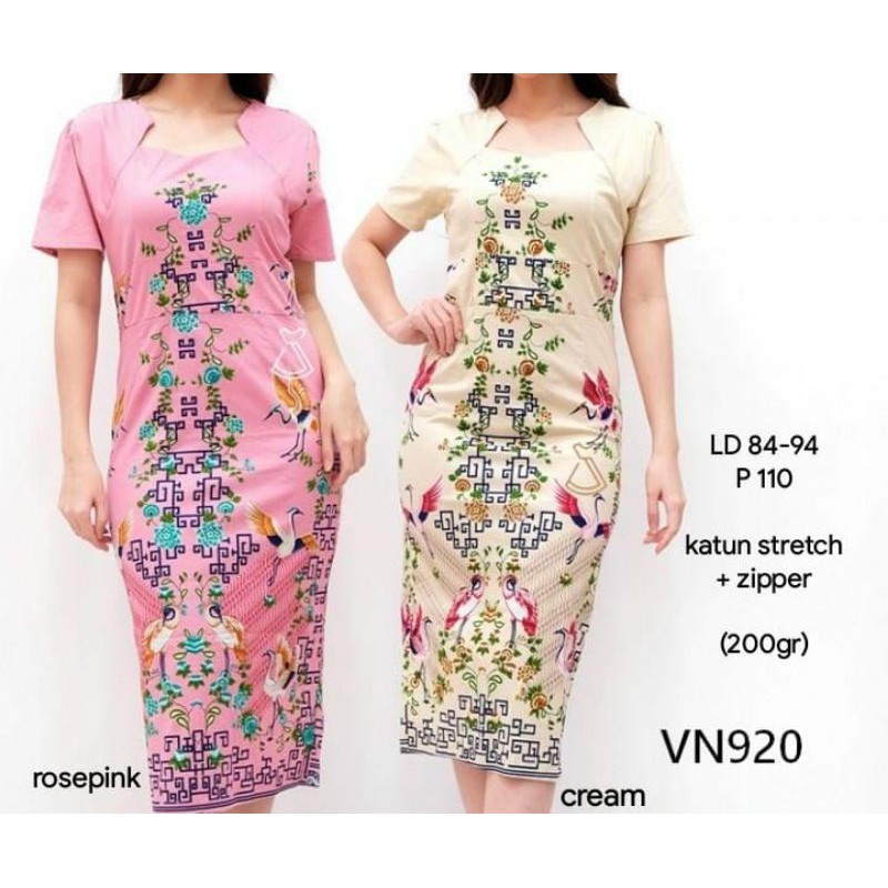 Katun Vn920 PREMIUM COTTON BATIK DRESS REALPIC IMLEK CONGSAM CHONGSAM DRESS