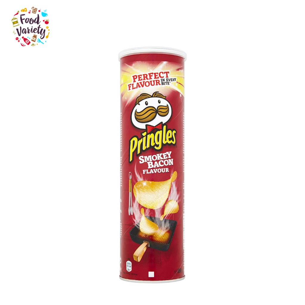 Pringles Smokey Bacon Flavour Crisps 165g พริงเกิลส์ มันฝรั่งอบกรอบรสบาร์บีคิวเบคอนรมควัน 165 กรัม