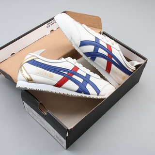 Onitsuka Mexico 66 รองเท้าผ้าใบ รองเท้าวิ่งลําลอง แฟชั่นคลาสสิก สําหรับผู้ชาย ผู้หญิง (ส่งฟรี) สีขาว D528N-0101