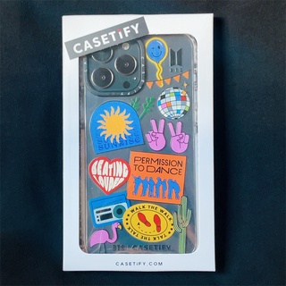 Casetify เคสโทรศัพท์มือถือแบบนิ่ม ใส ลายฉลาก X BTS สําหรับ IPhone 13 Pro MAX Mini 12 Pro MAX Mini 11 Pro MAX XS MAX XR X SE 7 8 Plus