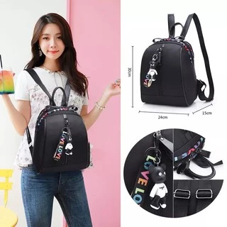 🔥 รุ่น26 (Black)ซื้อกระเป๋า แถมฟรี พวงกุญแจ 🔥กระเป๋าสะพายหลัง กระเป๋าแฟชั่น รุ่น26 (Black)