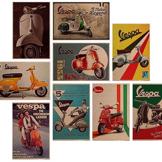 โปสเตอร์ไม้ แผ่นไม้ รูปรถ มอเตอร์ไซค์ เวสป้า vespa ตกแต่งผนัง