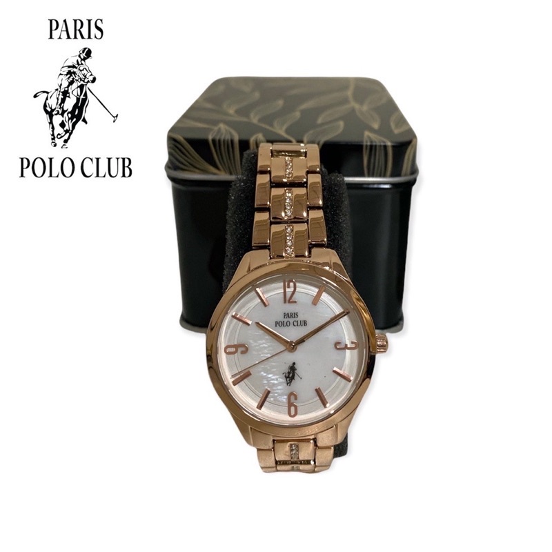นาฬิกาแบรนด์แท้ 100% PARIS POLO CLUB #2105773L-RG-WE สีโรสโกลด์ ✅จัดส่งฟรี
