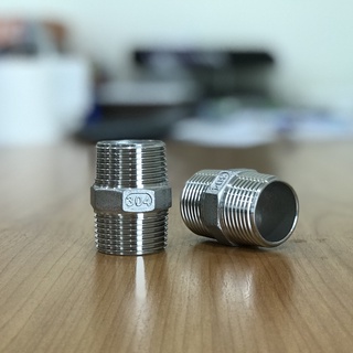 1/4"-1.1/2" นิปเปิ้ล สแตนเลส 304 BSP-BSP นิปเปิล ข้อต่อตรงเกลียวนอก เกลียว2ด้าน Pipe Nipple fitting , Nipple Stainless