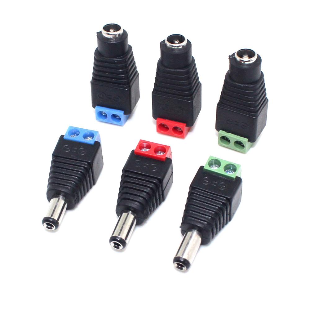2 คู่/5 คู่ 5.5 x 2.1 มม.ชายหญิง 12V 24V แจ็คอะแดปเตอร์ปลั๊กกล้องวงจรปิด 5.5*2.1 มม.
