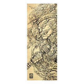 ผ้าแคนวาส พิมพ์ลาย ทศกัณฑ์ ไม่มีกรอบ ขนาด 33.5 x 87.5 ซม / Ravana Tenugui  Canvas No frame size 33.5 x 87.5 cm