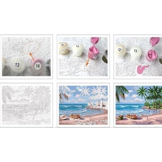 (พร้อมส่ง) ภาพระบายสีตามตัวเลข แบบขึงเฟรมไม้ ขนาด30x30cm, 30x40cm, 40x40cm งานศิลปะ DIY painting by numbers ภาพตกแต่ง