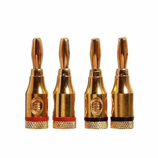 4pcs 4mm Speaker Banana Plug Audio Jack Cable Connector Adapter (Gold) (Intl) - Intl