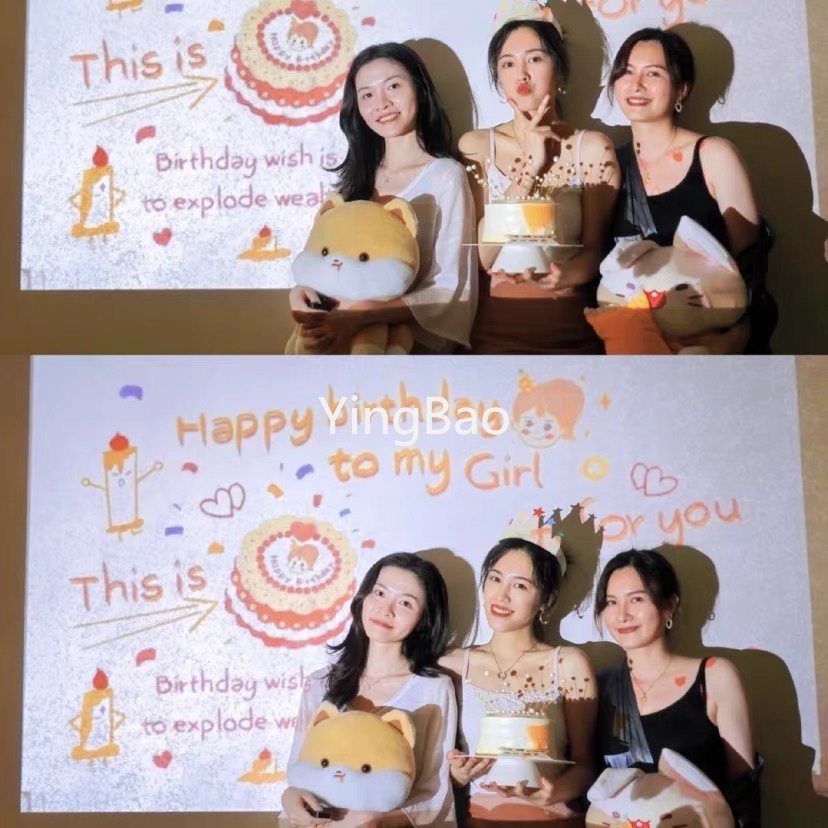 โคมไฟโปรเจคเตอร์ Happy Birthday ขนาดเล็ก แบบพกพา Ins สไตล์เกาหลี