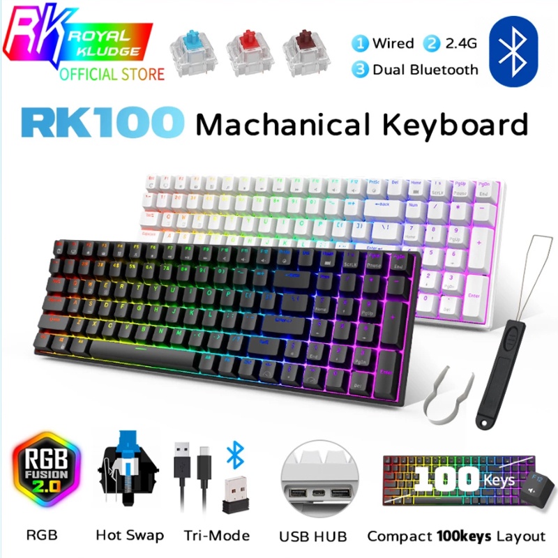 ลด 150.- ใช้โค้ด JOYSRK100 ROYAL KLUDGE RK100 RGB Hotswap 3 โหมด BT 2 ...