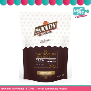 BAKERY DEPOT : VANHOUTEN-EXTRA DARK CHOC COUVERTURE-57.7% 1.5 KG. ช๊อคโกแลต แวนฮูเทน เอ๊กซ์ตร้า ดาร์กช๊อค คูเวเจอร์ 57.7