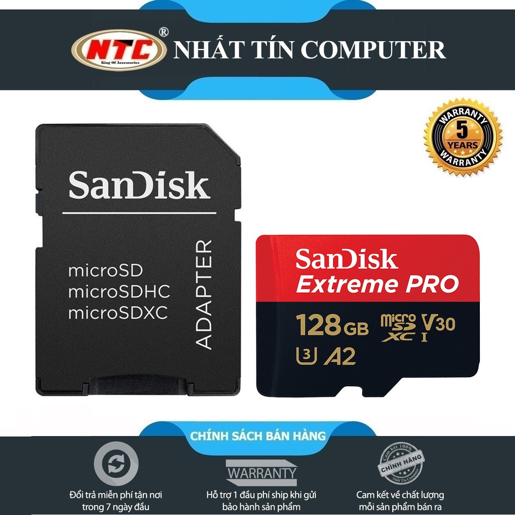 การ ์ ดหน ่ วยความจํา Sandisk Extreme Pro V30 U3 A2 128GB R170MB /s W90MB /s ( สีแดงสีดํา )