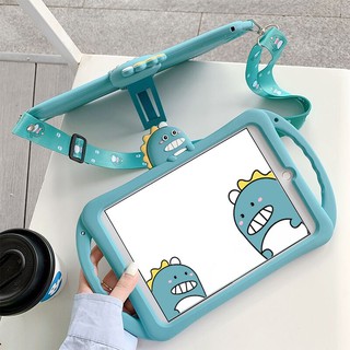 Huawei MediaPad T5 10.0 M5 lite 10.1 M6 8.4 Pro 10.8 Matepad 11 T10S T10 10.4 เปลือก handle Cute Cartoon Dinosaur Silicone Soft TPU Case เคสซิลิโคน Lanyard