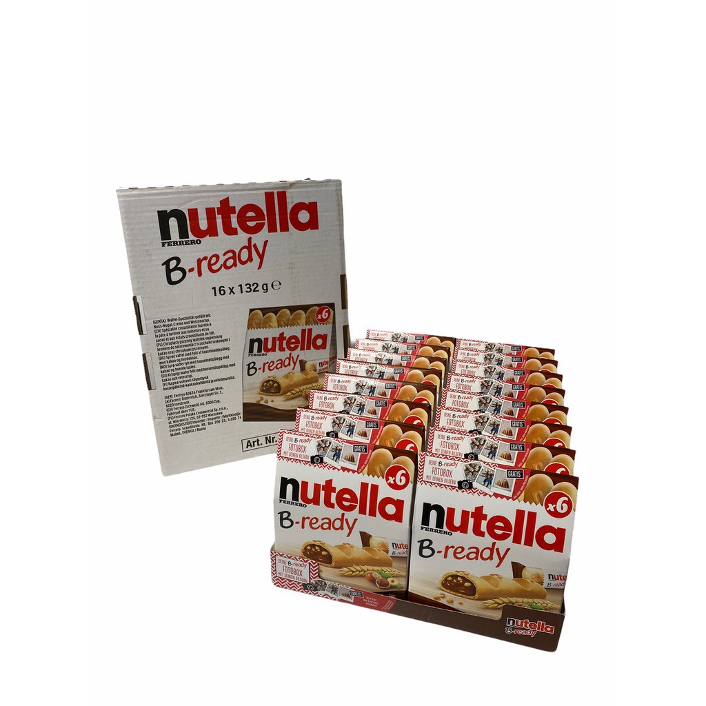 NUTELLA B-ready Ferrero 16x132g 1ลัง /บรรจุ 16 กล่อง/จำนวน 96 ชิ้น ราคาส่ง ยกลัง สินค้าพร้อมส่ง