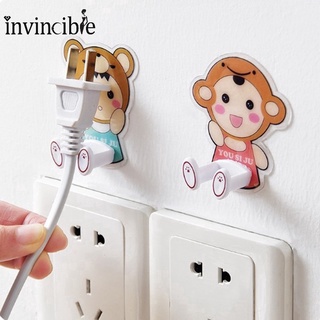 cute Cartoon Animals Adhesive Power Plug Wall Hanger/ home small Socket Storage Shelf