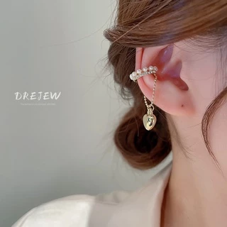 DREJEW ต่างหู แบบคลิปหนีบ ประดับไข่มุก เพชร สไตล์ฝรั่งเศส 1