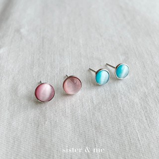 round fancy stone earring | ต่างหูกลม 5-7 mm (เงินแท้)