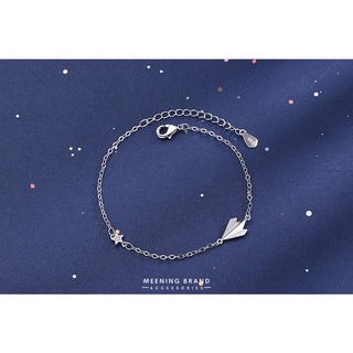 MeeningBrand ❥ สร้อยข้อมือเงิน ROCKET &amp; STAR DIAMOND : MINIMAL BRACELET [01-0086]