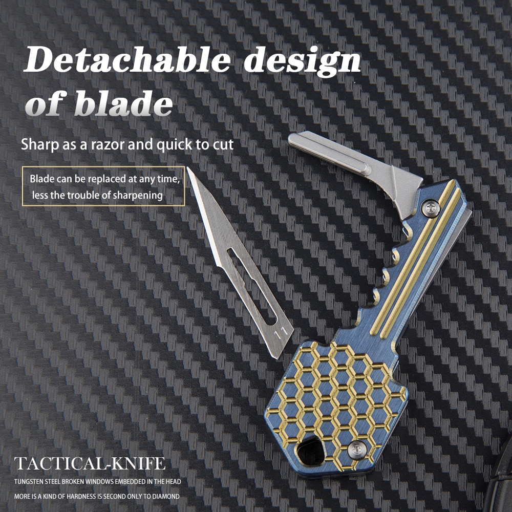 Mini titanium folding knife multifunction key carving EDC outdoor ...