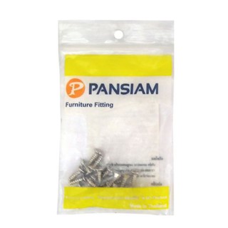 PANSIAM สกรูเกลียวเหล็กหัว F รุ่น TF-634 ขนาด 6 x 3/4 นิ้ว (แพ็ค 25 ตัว) สีนิกเกิล