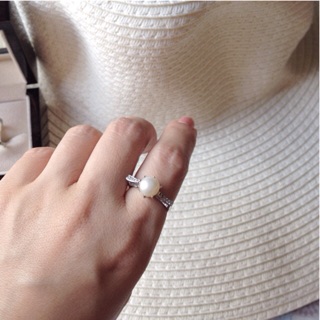 Ps​ Present​ : April Pearl Ring แหวนมุก​ ตัวเรือน​เงิน​แท้​ 925​