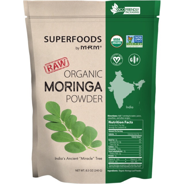 พร้อมส่ง Organic Moringa Powder โปรตีนสูง มีกรดอะมิโนครบถ้วน คลอโรฟิลล์สูง MRM 240g.