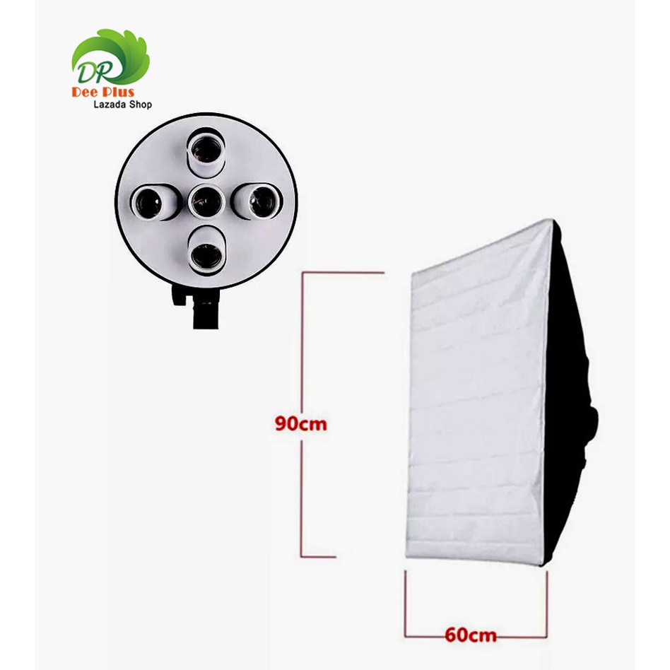 กล่องใส่ Softbox 60 *90cm + 5 in 1 E27 ที่วางหัวโคมไฟ Softbox 60*90cm + 5 in 1 E27 Socket Lamp Head 