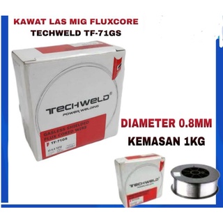 Kawat Las 0.8mm 1.0mm TECHWELD Rol Gulung / Migi MIG Flux wire Welding GASLESS 1kg
