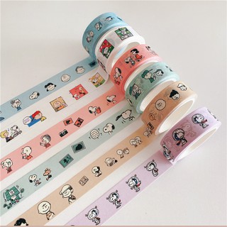 เซ็ตเทปตกแต่ง ลายสนู้ปปี้ snoopy สีพาสเทล 1 เซ็ต มี 6 ม้วน