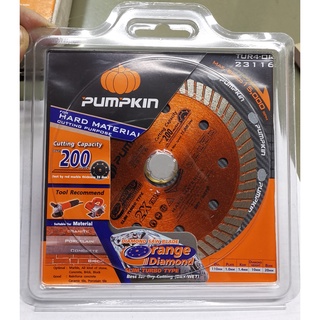 PUMPKIN​ TUR4-OR 23116 ใบเพชร 4" เทอร์โบบาง สีส้ม​ ใบตัดปูน​ ใบตัดกระเบื้อง​ ใบตัดแกรนนิต​ ใบตัดแกรนนิตโต้ ใบตัดเพชร