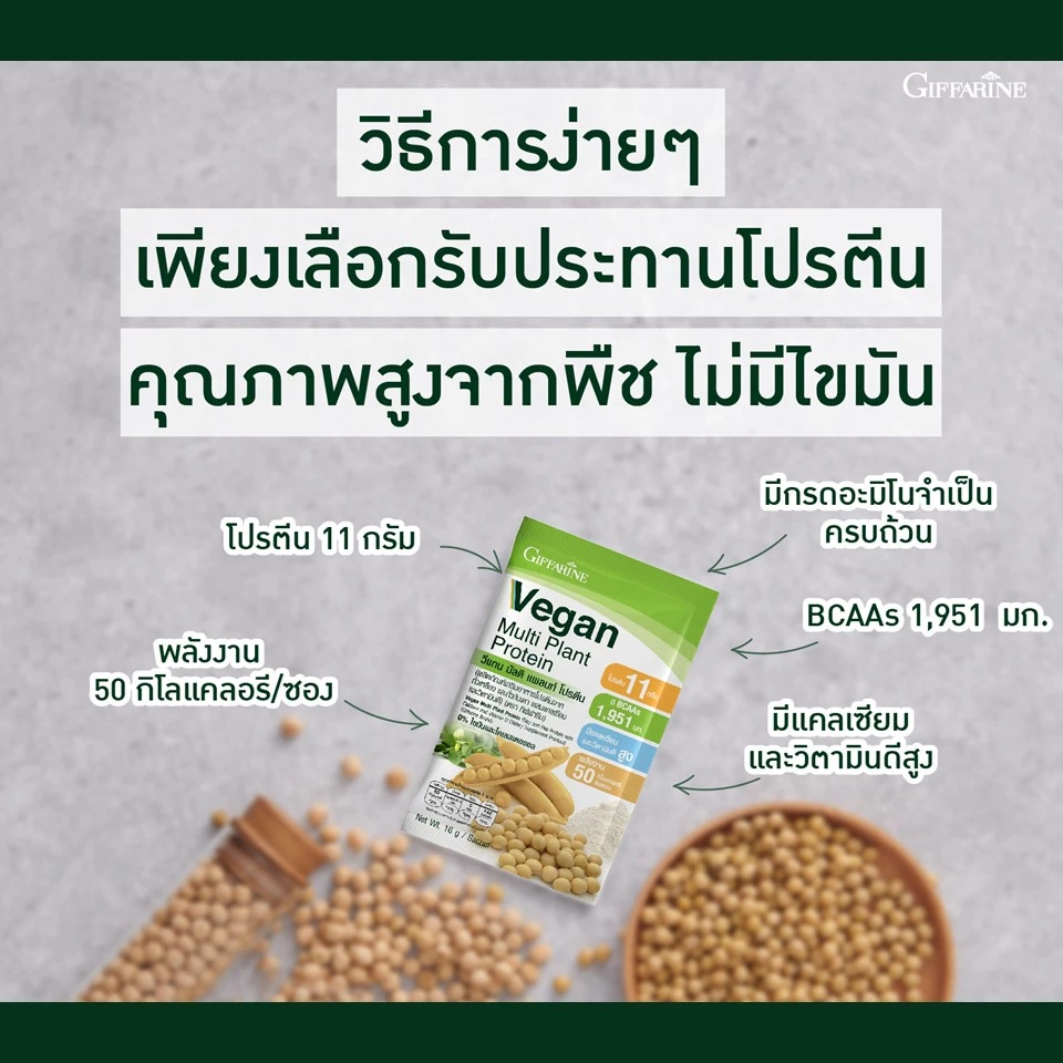 โปรตีนพืช โปรตีนกิฟฟารีน วีแกน มัลติ แพลนท์ โปรตีน กิฟฟารีน Vegan Multi Plant Protein Giffarine เวย์โปรตีน thumbnail 4