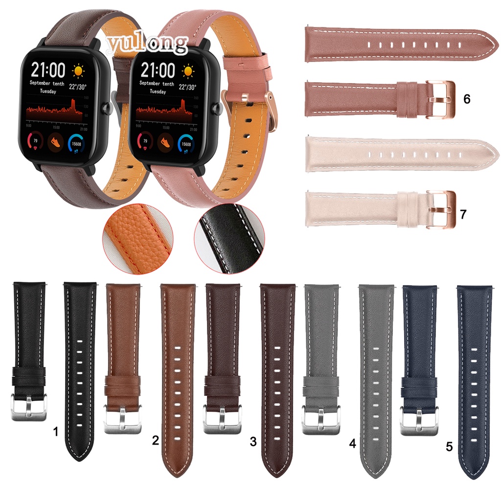 20 มม.สายหนังสําหรับ Huami Amazfit GTS2 GTS4 mini GTS3 GTS2e Bip3 Lite SU Pro Neo GTS 2 3 4 2e Band