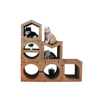 KAFBO Cat Scratching Furniture HOME 5 pcs Set – Walnut ที่ลับเล็บแมว ที่ฝนเล็บแมว ที่ข่วนเล็บแมว ที่นอนแมว บ้านแมว ของเล่นแมว คอนโดแมว กล่องแมว เฟอร์นิเจอร์