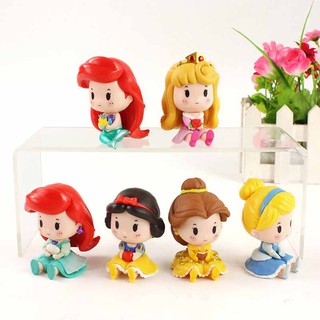 โมเดลฟิกเกอร์ PVC รูปเจ้าหญิงดิสนีย์ Bella Cinderella Mermaid น่ารัก ขนาดเล็ก 6-6.5 ซม. 6 ชิ้น ต่อชุด