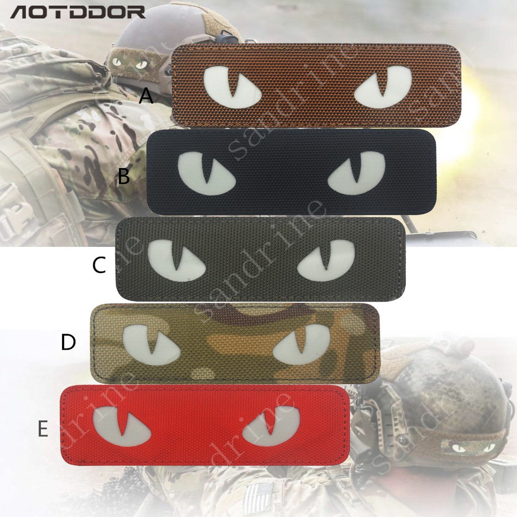 3D Cat Eye Patch สะท้อนแสง EMT IR แพทช์ทหารยุทธวิธี Morale Patch ยาง Biker Fastener PVC Glow In Dark