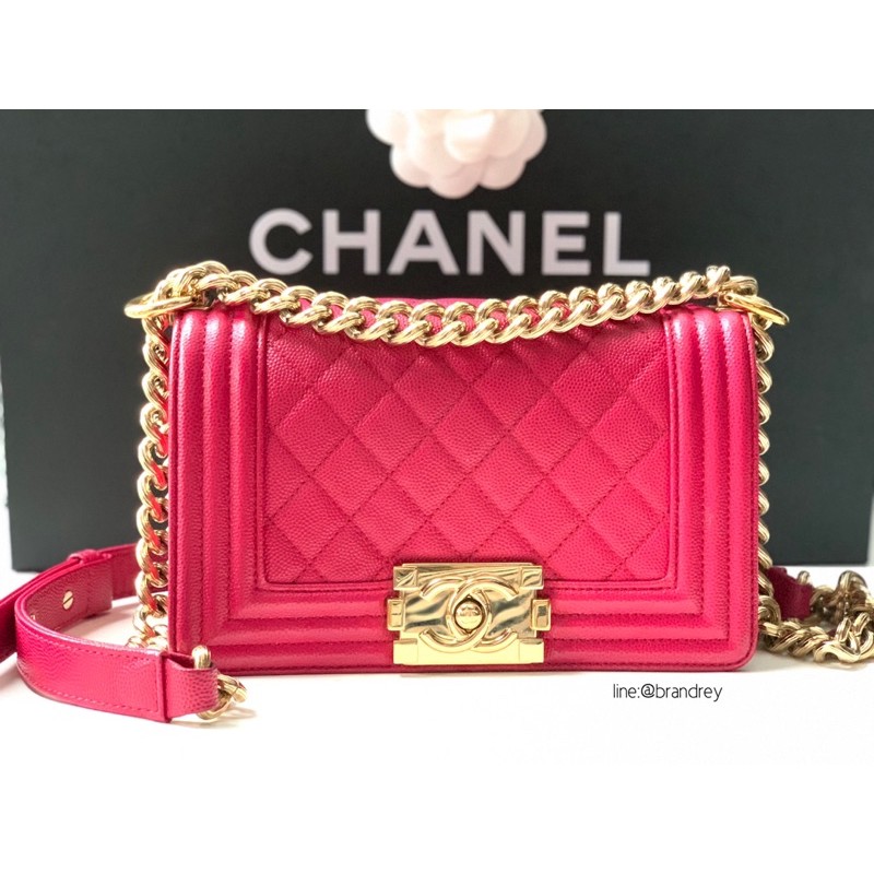 Used Chanel boy 8 Pink GHW holo23