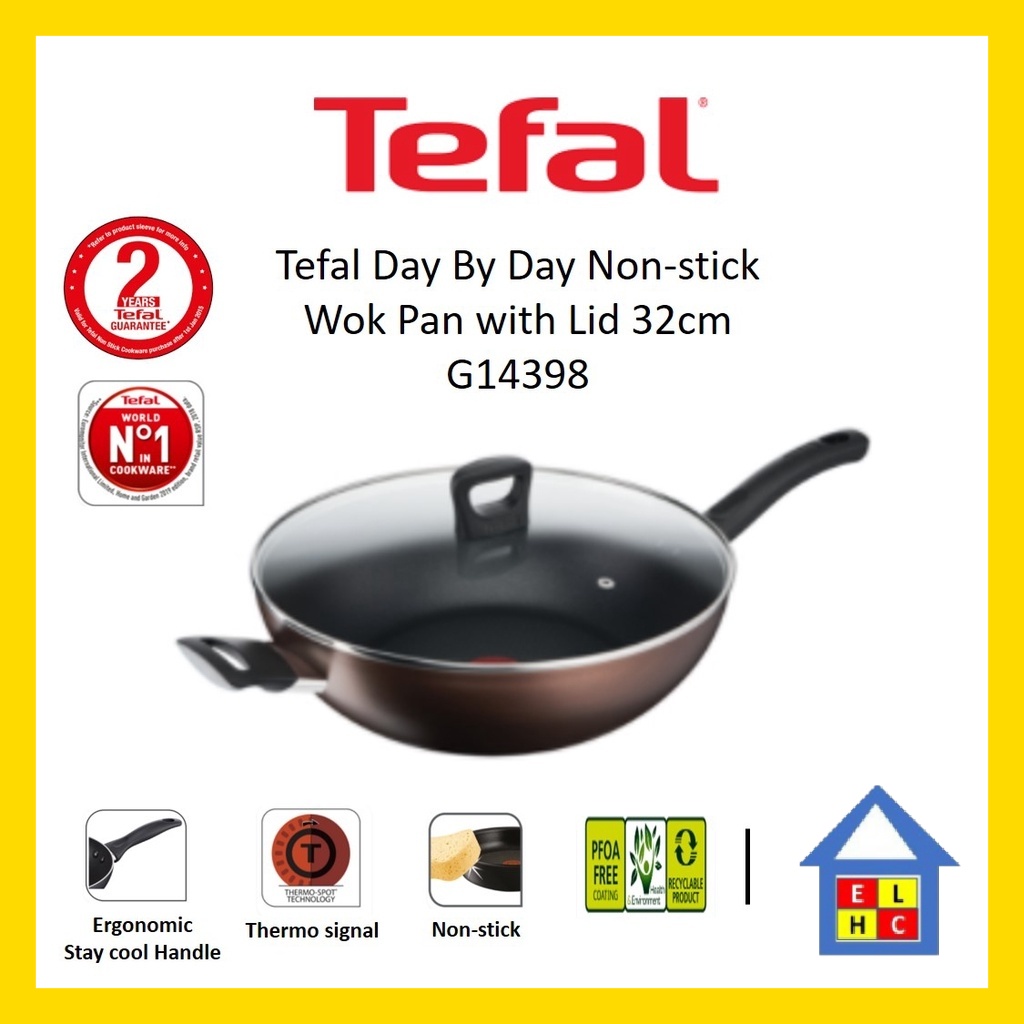 Tefal DAY BY DAY NON STICK WOK PAN พร้อมฝา G14398 32 ซม.