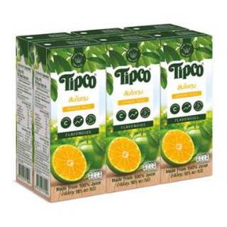 ทิปโก้ น้ำส้มโชกุน100% ขนาด 200ml ยกแพ็ค 6กล่อง TIPCO SHOGUN ORANGE JUICE SHOGOON