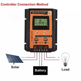 โซลาร์ชาร์จเจอร์12/24V 30A PWM ควบคุมการชาร์จ คอนโทรลเลอร์การชาร์จพลังงานแสงอาทิตย์ Solar Controller 30A อย่างดี สีส้มดำ