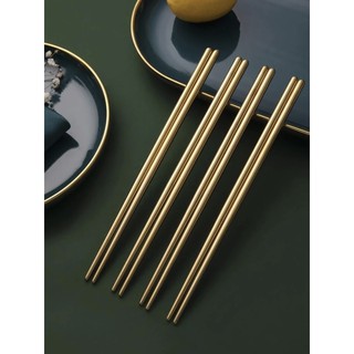 ตะเกียบ สแตนเลส สีทอง Golden Stainless Steel Chopsticks