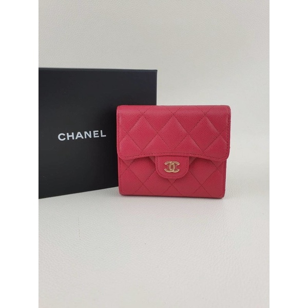 🦋สินค้าพร้อมส่ง🦋  New🍥Chanel trifold compact wallet cherry pink holo31  สวย หรู ดูแพงง❤️❤️
