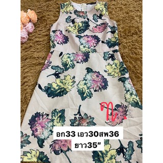 Recommend Floral  Dress white green ทรงน่ารักอก33 ได้ไปคุ้มมาก แนะนำค่ะ