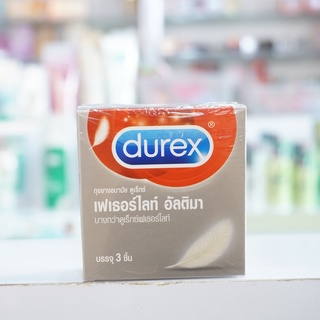 Durex Fetherlite Ultima ดูเร็กซ์ เฟเธอร์ไลท์ อัลติมา 52.5 มม. บรรจุ 1 กล่อง 3 ชิ้น(ไม่ระบุสินค้าหน้ากล่องเป็นความลับแน่)