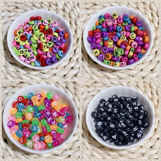 ลูกปัดตัวอักษร 6MM 7MM หลากสี หลายแบบ Alphabet Beads 6MM 7MM