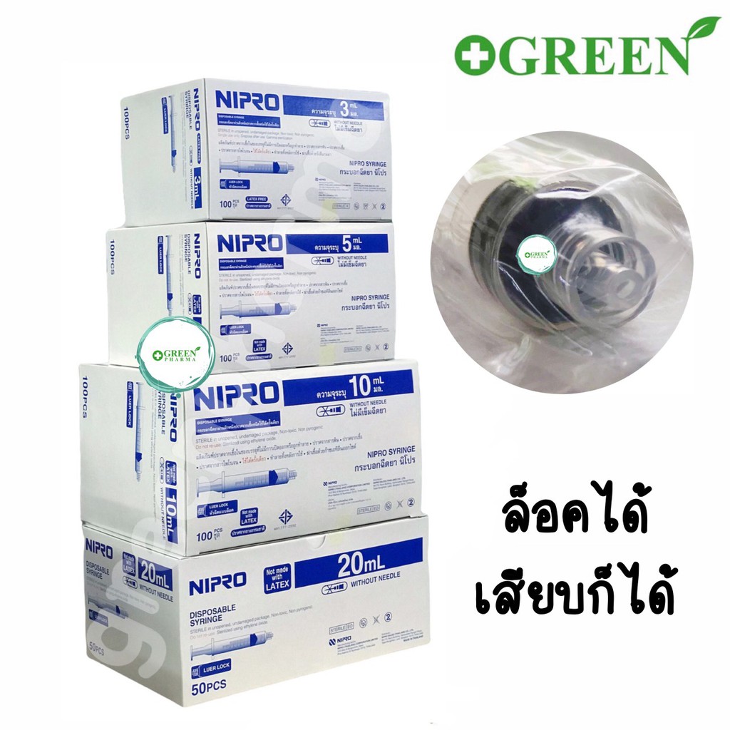 NIPRO Syringe Lock ทุกขนาด ยกกล่อง ชนิดหัวล็อค